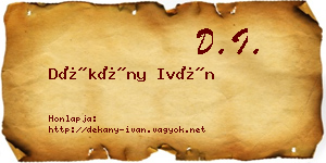 Dékány Iván névjegykártya