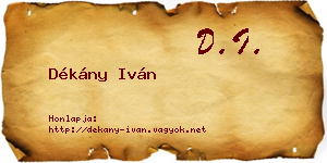 Dékány Iván névjegykártya